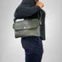 Multi Compartment Womens Leather Handbag Shoulder Bag In Khaki Green, thumbnail 3 of 8