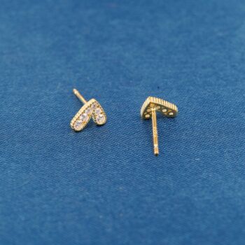 Gold Pave Heart Stud Earrings, 6 of 7
