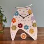 Floral Ceramic Mantel Clock In Bright Colours With Pendulum, thumbnail 2 of 8