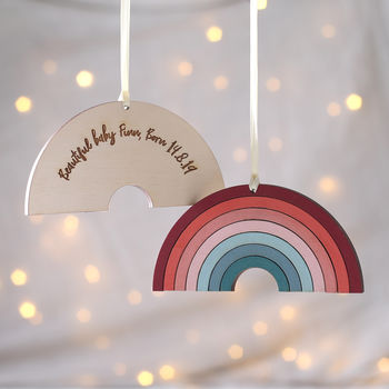 Personalised Rainbow Hanging Keepsake New Baby Gift, 2 of 2