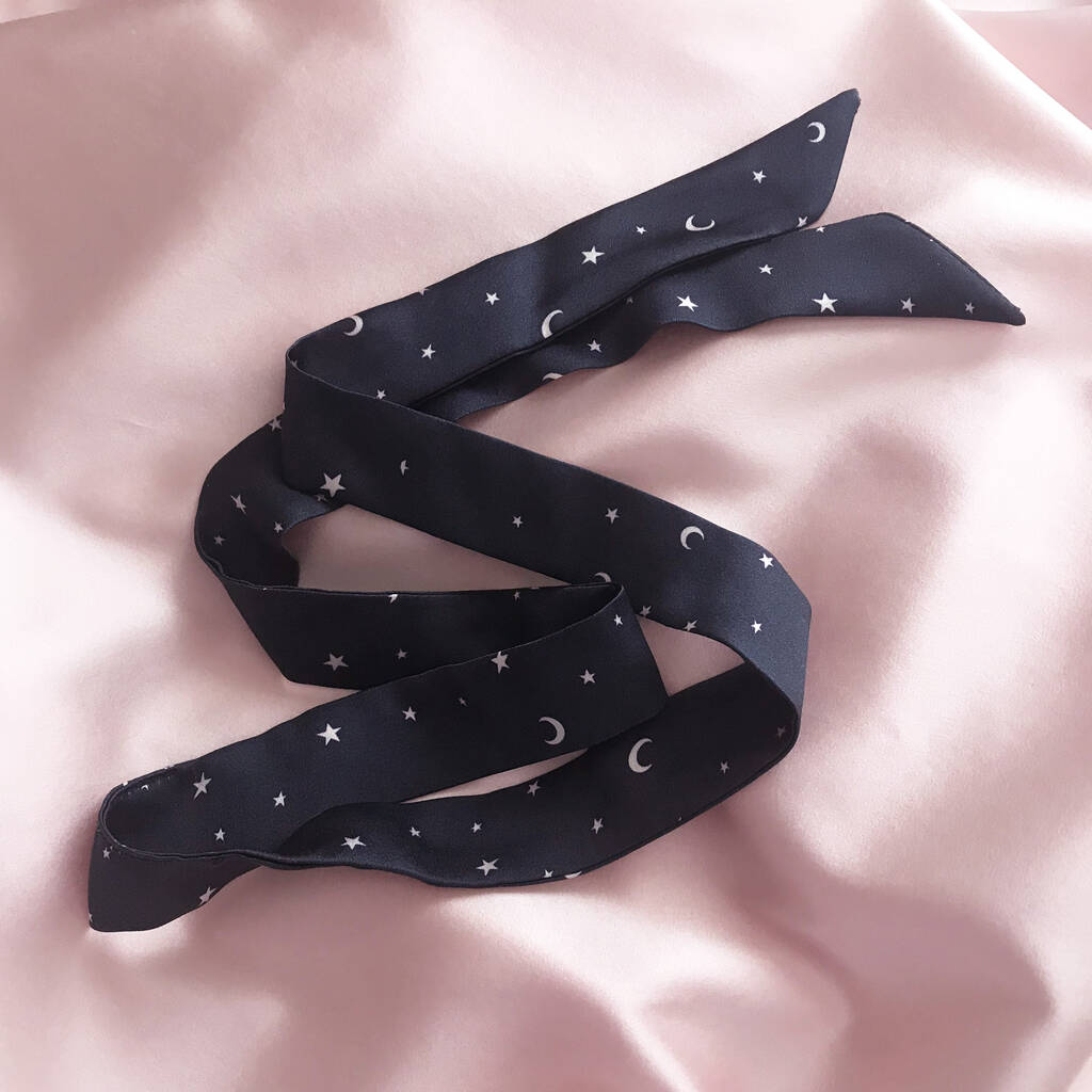 Navy Star Print Silk Tess Hair Ribbon, 1 of 3