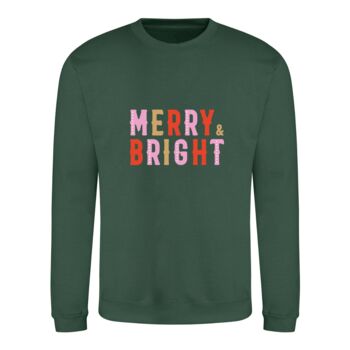 Merry And Bright Christmas Sweatshirt | Green, 2 of 3