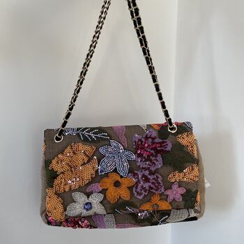 Floral Sequin Chain Cross Body Shoulder Bag, 2 of 4