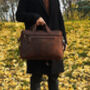 Genuine Leather Double Front Zips Briefcase, thumbnail 3 of 12