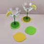 Cute Lemon Drinks Coaster Set Of Two With Leaf, thumbnail 1 of 7