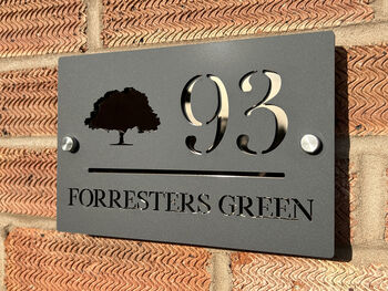 Personalised Silhouette Tree Design House Number Sign Acrylic, 8 of 11