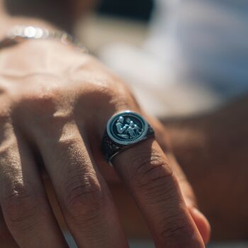 Men's Gold Saint Christopher Steel Signet Ring For Men, 10 of 12