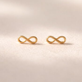 Infinity Stud Earrings, Silver And Gold Plated And Sterling Silver, 2 of 8