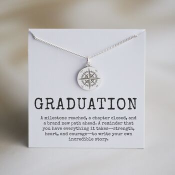 Graduation Gift Sterling Silver Compass Necklace, 7 of 11