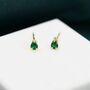 Extra Tiny Emerald Green Droplet Cz Stud Earrings, thumbnail 4 of 10