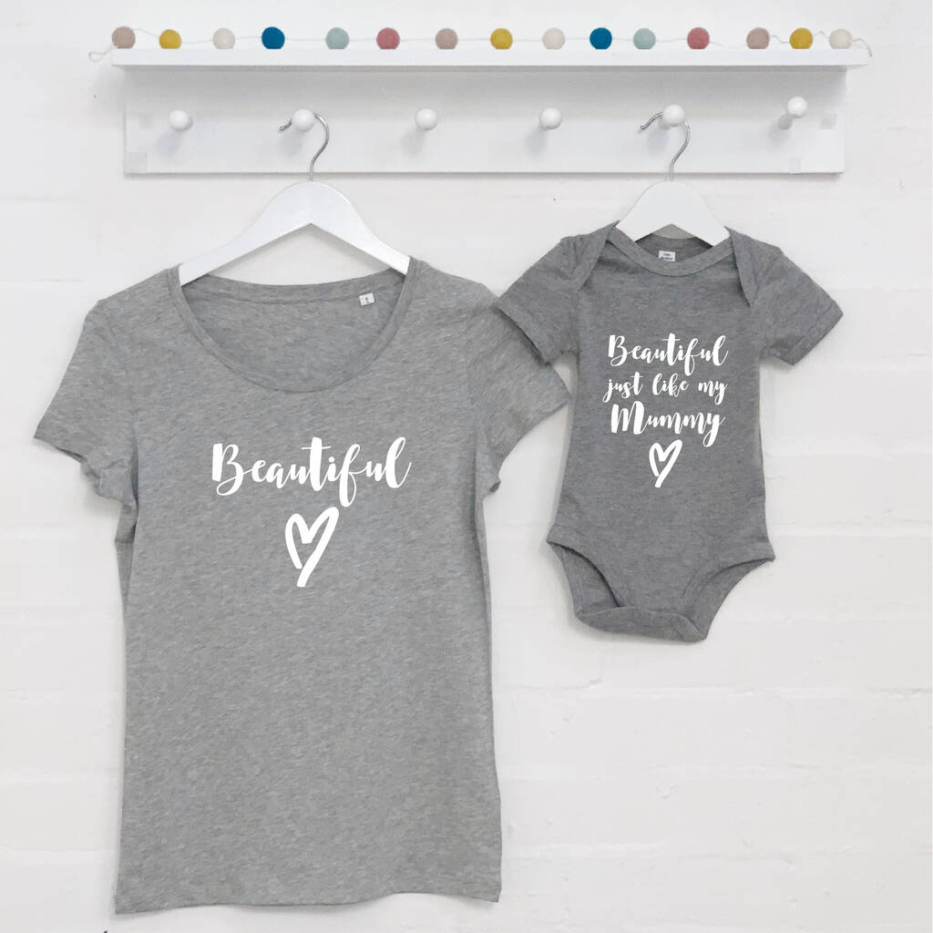 'Beautiful' Mother And Daughter Matching T Shirt Set By Lovetree Design