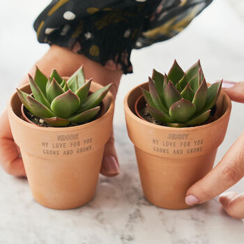 Couples Set Of Two Personalised Terracotta Plant Pots, 4 of 5