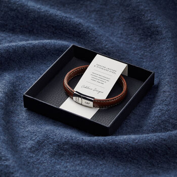 Personalised Men's Anniversary Leather Bracelet, 5 of 5
