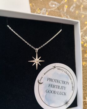 Handmade Sterling Silver North Star Birthstone Christmas Necklace: June Birthstone, 2 of 12