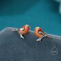 Sterling Silver Hand Painted Robin Bird Stud Earrings, thumbnail 1 of 11