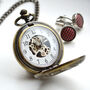 Engraved Twin Bronze Pocket Watch With Antique Lid, thumbnail 2 of 4