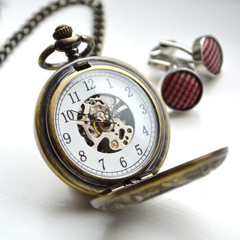 Engraved Twin Bronze Pocket Watch With Antique Lid, 2 of 4