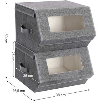 Set Of Two Grey Stackable Storage Boxes Bins, 8 of 8