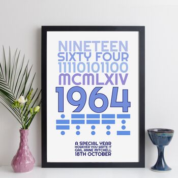 Personalised 60th Birthday 1964 Print With Message Gift, 2 of 9