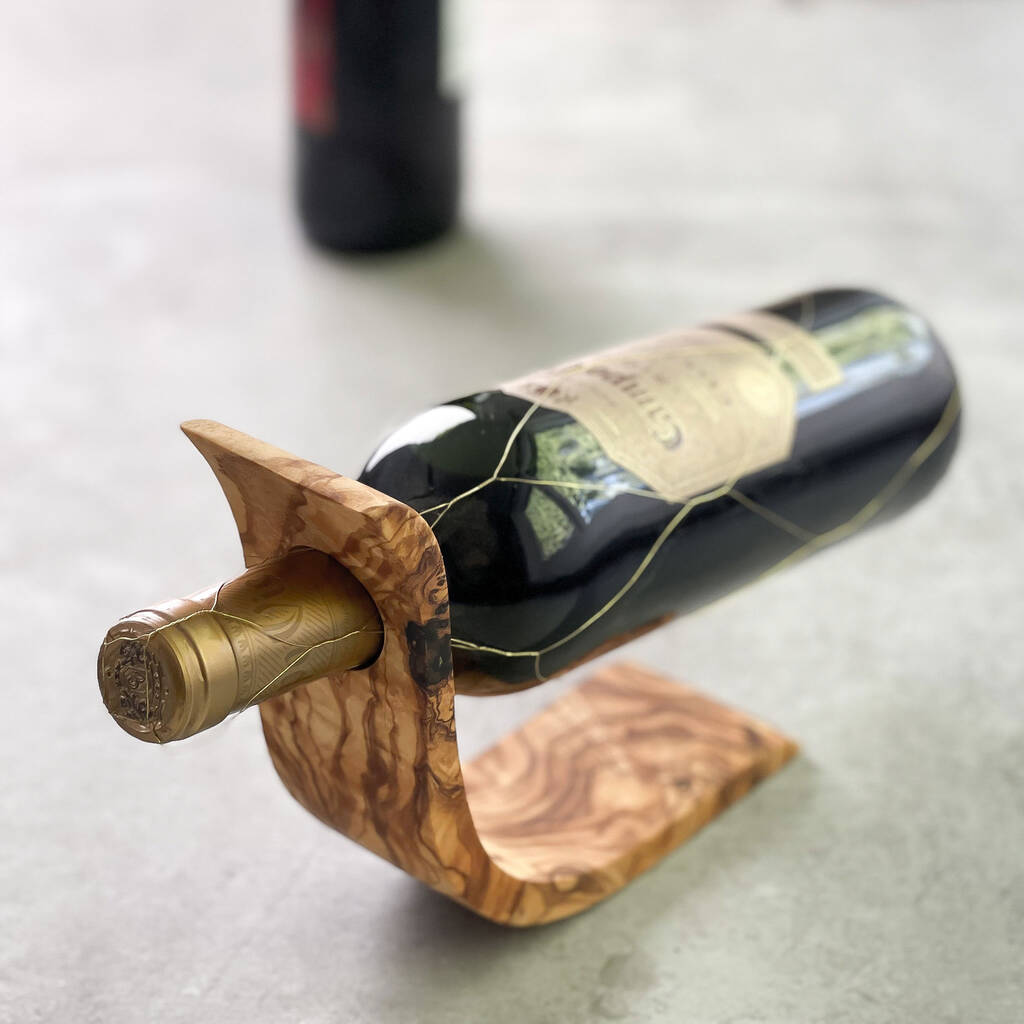 Natural Olive Wood Wine Holder, 1 of 5