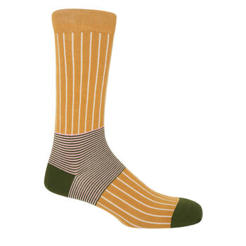 Oxford Stripe Mustard Luxury Crew And Trainer Men’s Socks, 4 of 4