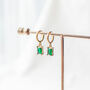 Emerald Green Huggie Earrings, thumbnail 2 of 9