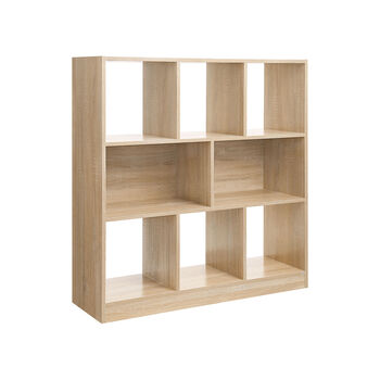 Eight Compartments Oak Wooden Bookcase Bookshelf, 5 of 8