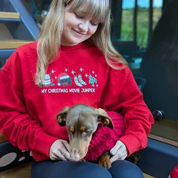 Personalised Dog Lover Christmas Movie Jumper, 2 of 12