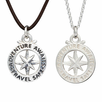 Travel Safe Outline Compass Personalised Necklace, 5 of 9