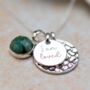 Engraved Emerald And Silver Double Disc Necklace, thumbnail 1 of 5