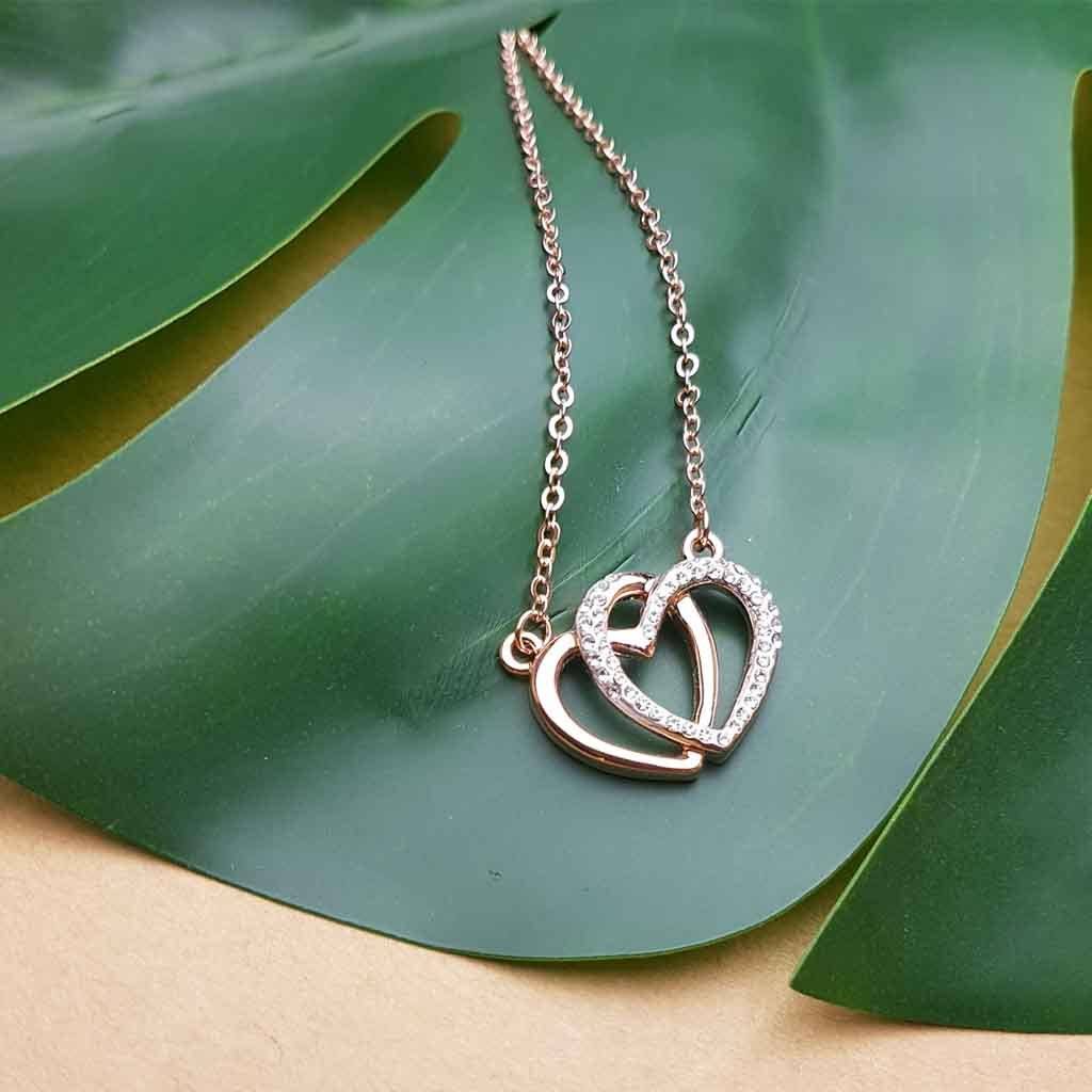 Rose Gold Cubic Zirconia Heart Necklace By N'Damus London ...