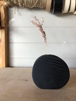 Minimalist Black Wooden Vase In English Ash, 2 of 9