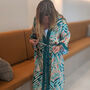 Palm Springs ~ Bamboo Silk Kimono Dressing Gown ~ Tropical Exotic Print Women’s Robe, thumbnail 2 of 8