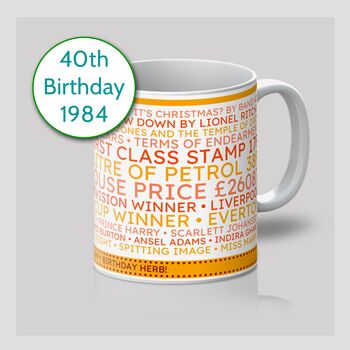 Personalised 40th Birthday Mug Gift 1984, 11 of 11