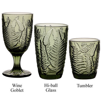 Botanical Green Fern Leaf Glassware, 2 of 8