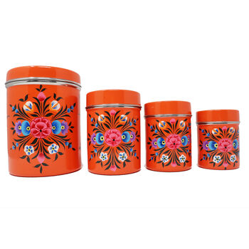 Hand Painted Tea Coffee Sugar Canister Set, 6 of 9