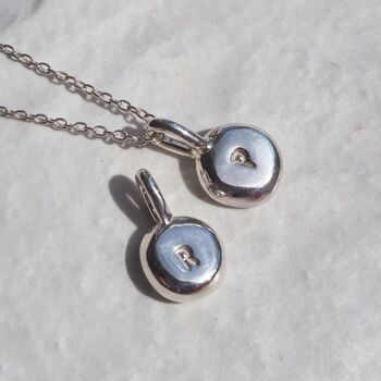 Personalised Initial Molten Pebble Necklace, 2 of 11