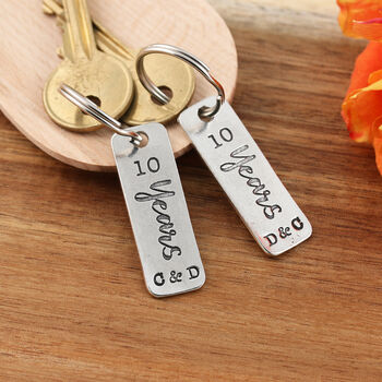 10th Anniversary Couples Pair Personalised Keyrings, 2 of 6