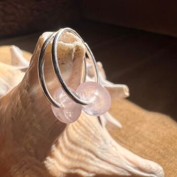 Rose Quartz Hoop Earrings, 2 of 7