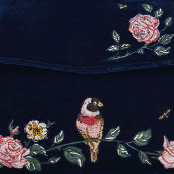 Rosy Posy Embroidered Blue Mini Top Handle Tote, 3 of 8