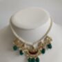 Alia 18 K Gold Plated Emerald And Red Pearl Set, thumbnail 3 of 5