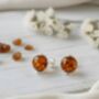 Handmade Cognac Baltic Amber And Silver Stud Earrin, thumbnail 2 of 2