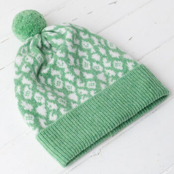 Bright Leopard Knitted Pom Pom Hat, 7 of 11