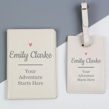 Personalised Pink Heart Leather Passport Set, 3 of 4