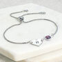 Initial Heart And February Birthstone Bracelet, thumbnail 1 of 4