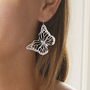 Sterling Silver Monarch Butterfly Dangly Earrings, thumbnail 2 of 5