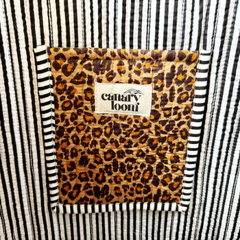 Tote Bag Cotton Dark Leopard Quilted Beach Bag Shopper, 4 of 5