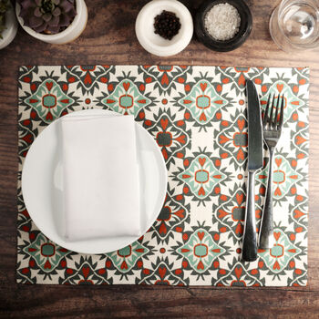 Aztec Hand Printed Fabric Placemat Set, 5 of 11