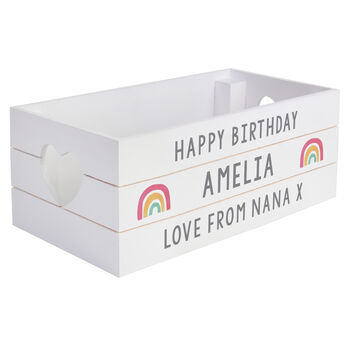 Personalised Rainbow White Wooden Storage Crate, 2 of 4