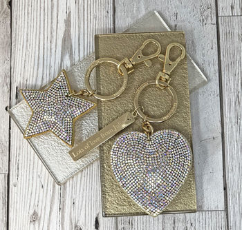 Sparkly Heart And Star Keyring, 3 of 11